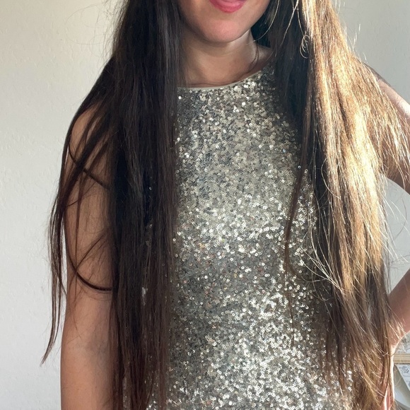 Lulus Infinite Dreams Ombre Sequin Trumpet Maxi Dress Gown Gold/Silver - Picture 5 of 12